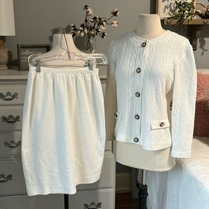 Vintage Set Winter Off White Jacket Skirt Lady Carol Petites New York Womens 6